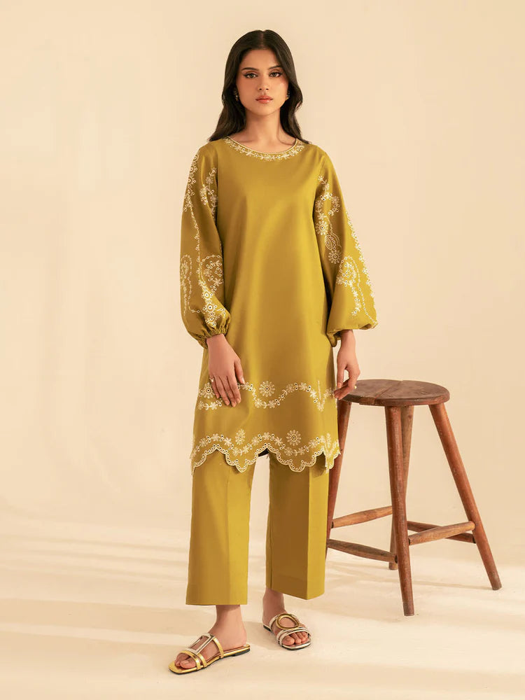 BATIK-2PC DHANAK EMBROIDRED SHIRT WITH DHANAK EMBROIDRED SLEEVES-ADR-122