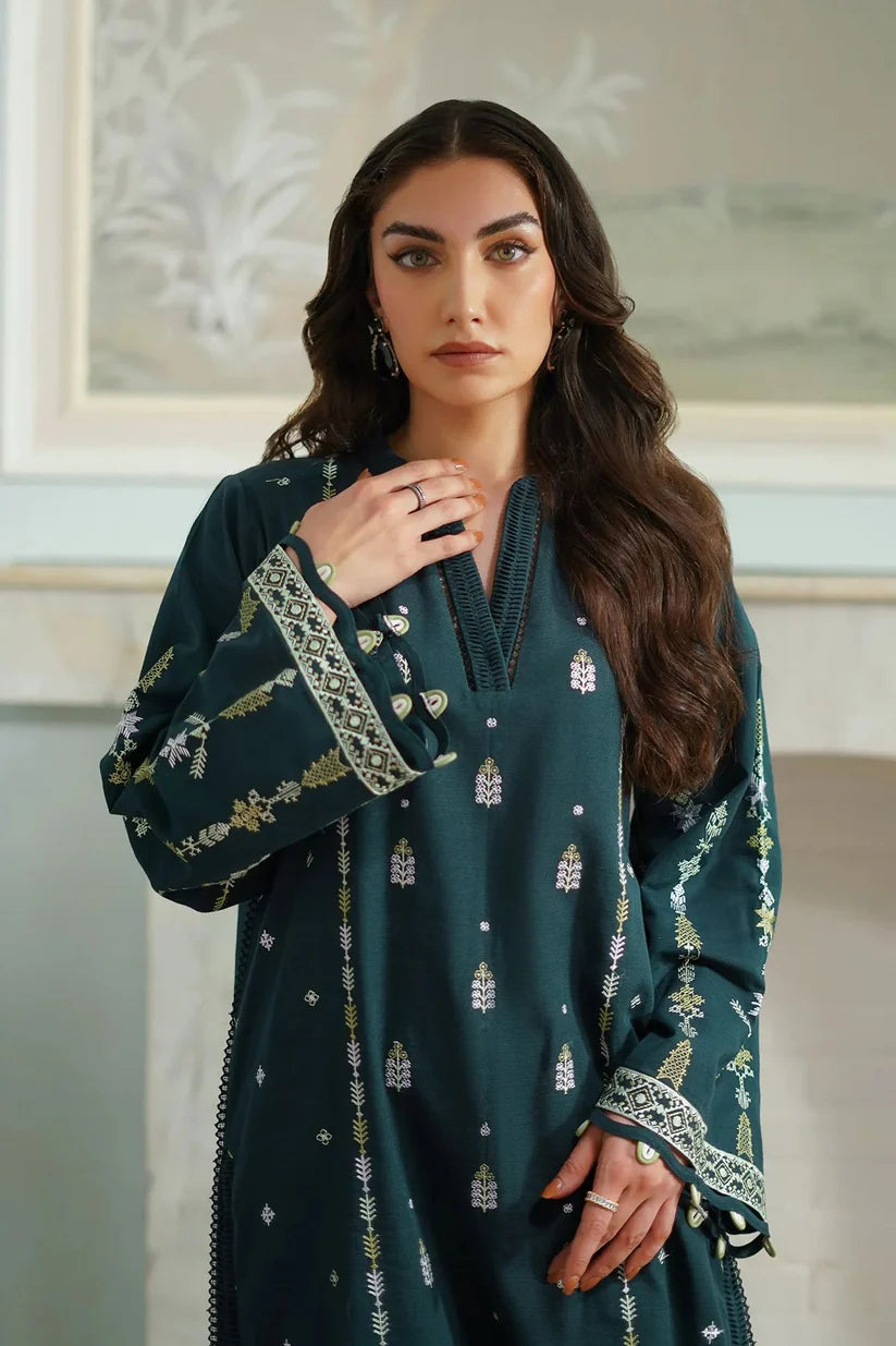 BATIK-3PC DHANAK EMBROIDERED SHIRT WITH DHANAK EMBROIDERED SHAWL & TROUSER-ADR-4178