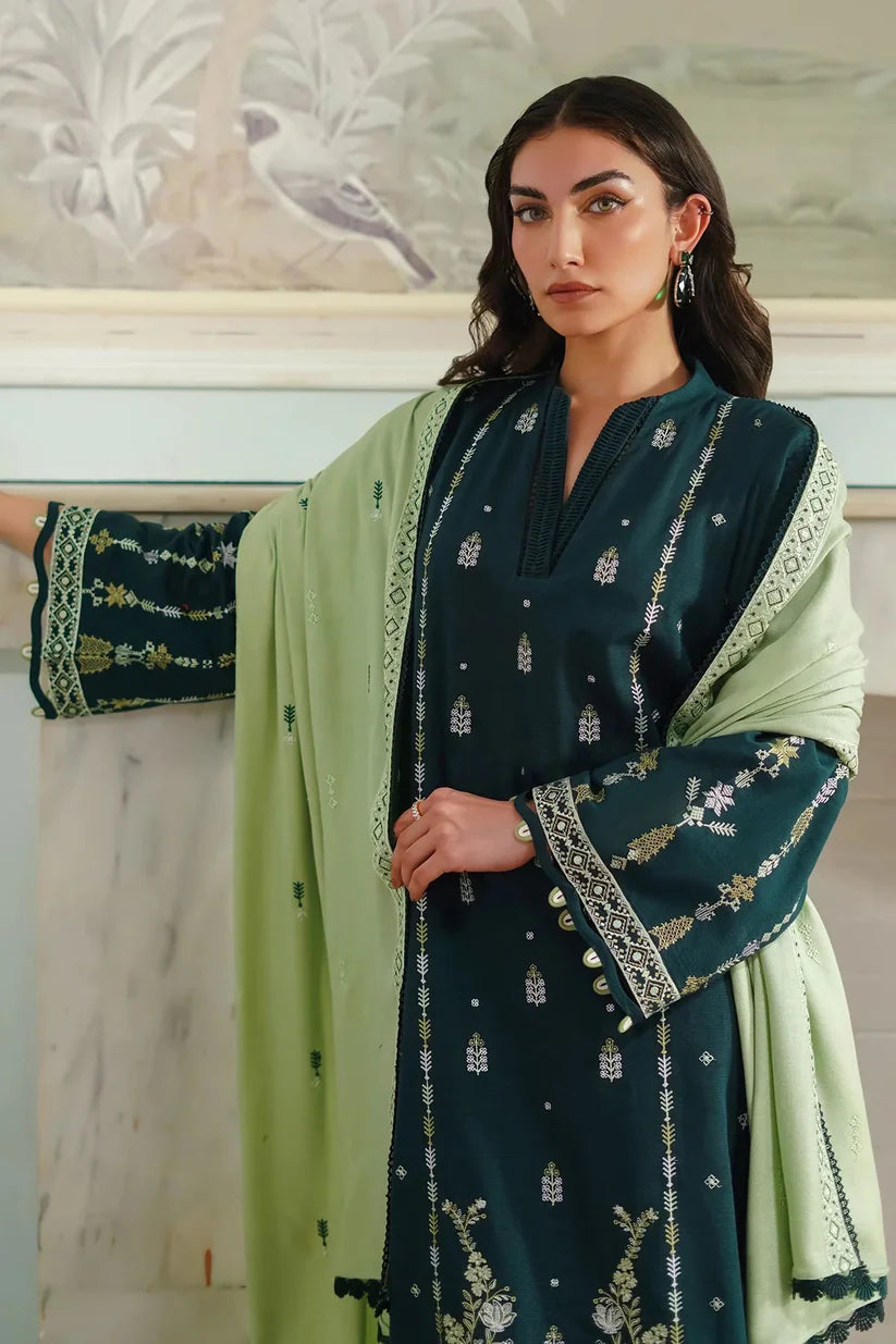 BATIK-3PC DHANAK EMBROIDERED SHIRT WITH DHANAK EMBROIDERED SHAWL & TROUSER-ADR-4178
