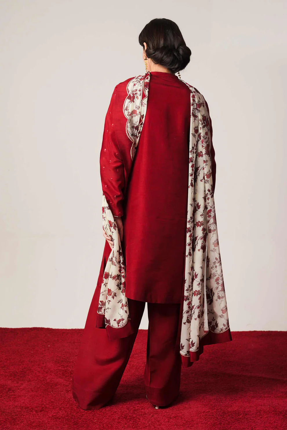 ZARA SHAHJAHAN - 3PC DHANAK EMBROIDERED SHIRT WITH COUTURE WOOL PRINTED SHAWL AND DHANAK TROUSER-ADR-1249