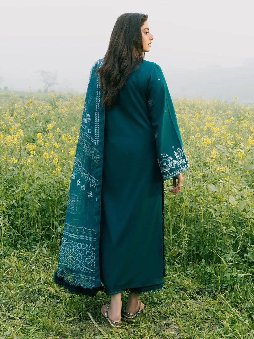 IZEL-3PC LAWN EMBROIDERED SHIRT WITH MONARK PRINT DUPATTA AND TROUSER-ADR-3687