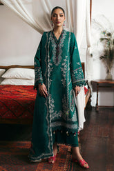 REPUBLIC WOMENWEAR 3PC DHANAK EMBROIDERED SHIRT WITH DHANAK EMB SHAWL AND DHANAK TROUSER-ADR-4251