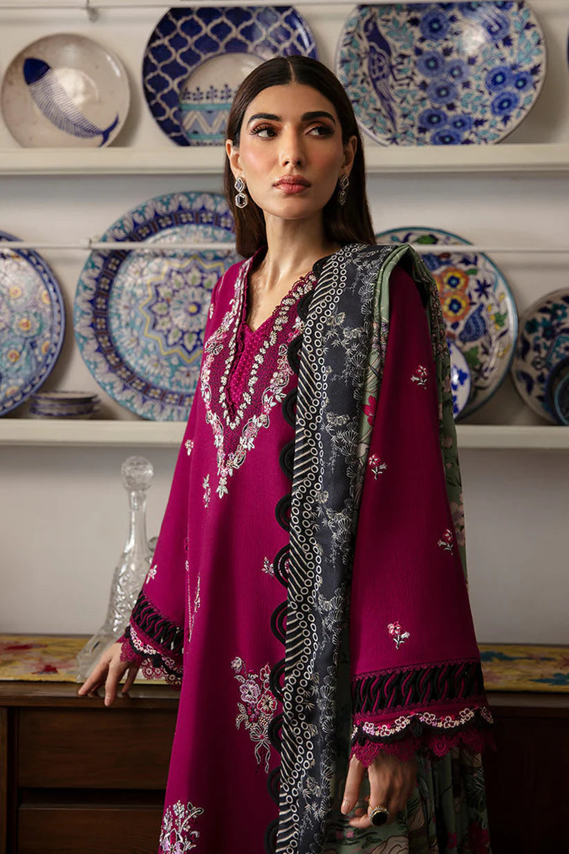 REPUBLIC-3PC DHANAK SEQUENCE EMBROIDERED SHIRT WITH COURTRAI PRINTED SHAWL & DHANAK TOUSER-ADR-4209