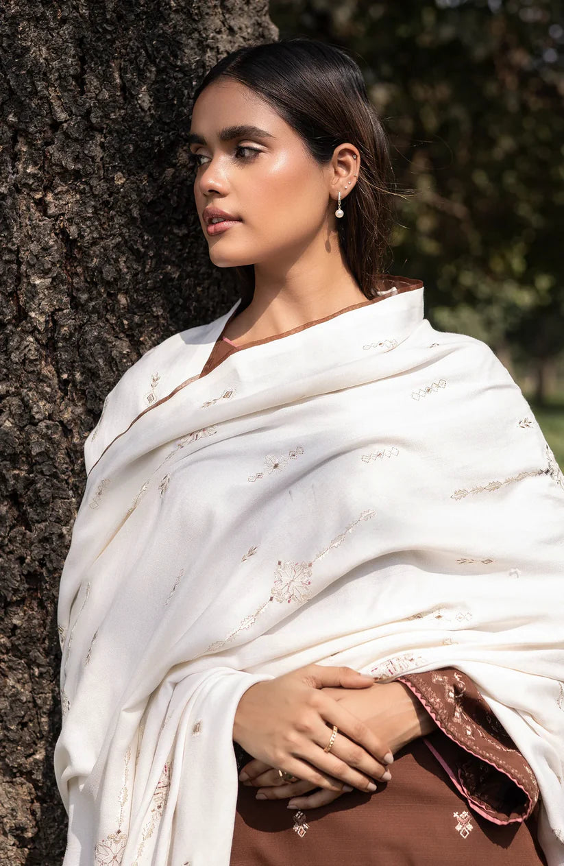 SERAN-3PC DHANAK EMBROIDERED SHIRT WITH DHANAK EMBROIDERD SHAWL-ADR-3410