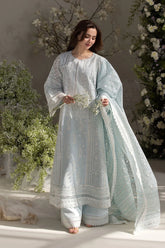 SOBIA NAZIR-3PC LAWN LASERCUTWORK EMBROIDERED SHIRT WITH CHIFFON PRINT EMBROIDERED DUPATTA AND TROUSER-ADR-4774