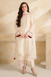VINTAGE-3 PIECE DHANAK EMBROIDERED SHIRT WITH DHANAK EMBROIDERED SHAWL AND TROUSER-ADR-5232