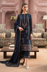 SERAN-3PC DHANAK EMBROIDERED SHIRT WITH DHANAK EMBROIDERD SHAWL-ADR-4243