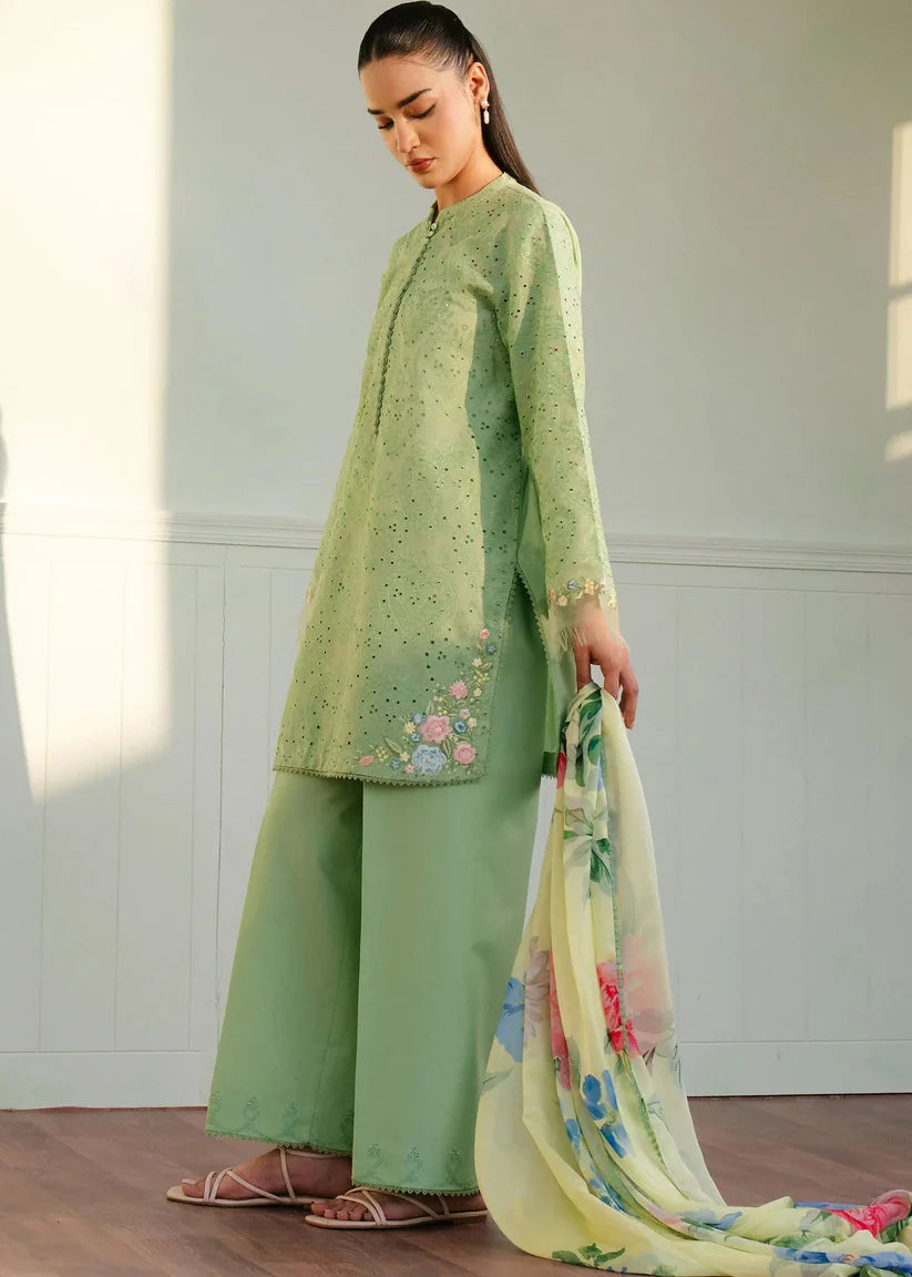 ZARA SHAH JAHAN - 3PC LAWN EMBROIDERED SHIRT WITH MONARK PRINTED DUPATTA AND TROUSER-ADR-