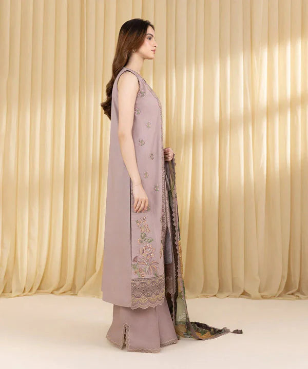 SAPPHIRE-3PC LAWN EMBROIDERED SHIRT WITH MONARK PRINTED DUPATTA AND TROUSER-ADR-3824