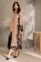 ASIM JOFA-3PC DHANAK EMBROIDERED SHIRT WITH CHIFFON TYE&DYE DUPATTA AND TROUSER-ADR-5006