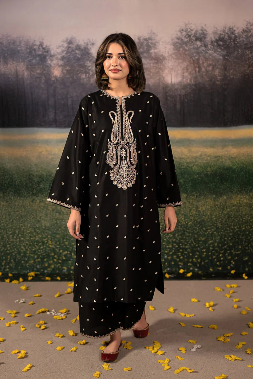 URGE-3PC DHANAK EMBROIDERED SHIRT WITH COUTRAI PRINTED SHAWL & DHANAK EMB TOUSER-ADR-4178