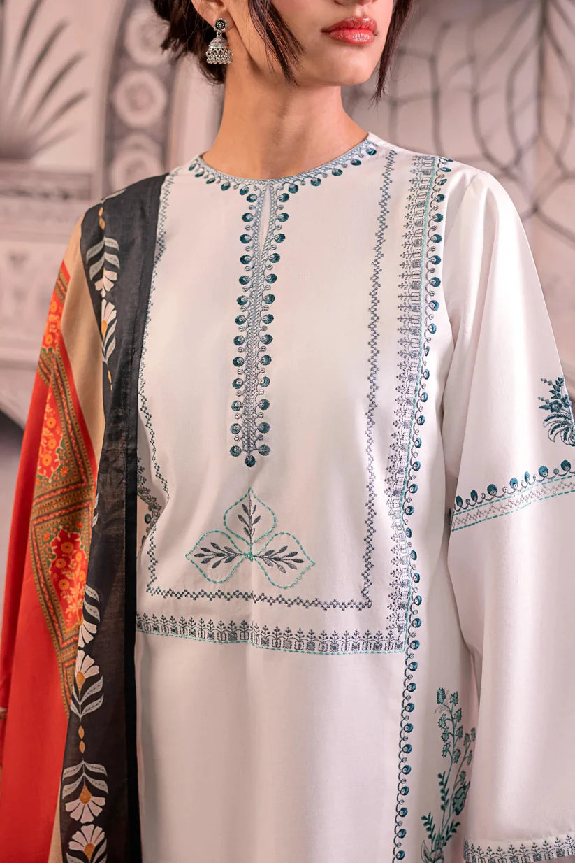 URGE - 3PC LAWN EMBROIDERED SHIRT WITH MONARK PRINTED DUPATTA AND EMB TROUSER -ADR-3758