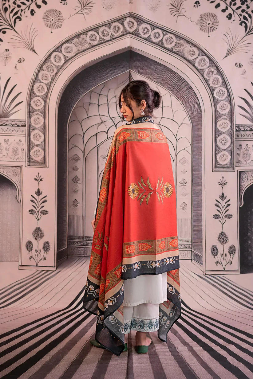 URGE - 3PC LAWN EMBROIDERED SHIRT WITH MONARK PRINTED DUPATTA AND EMB TROUSER -ADR-3758