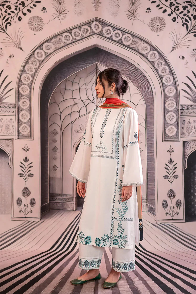 URGE - 3PC LAWN EMBROIDERED SHIRT WITH MONARK PRINTED DUPATTA AND EMB TROUSER -ADR-3758