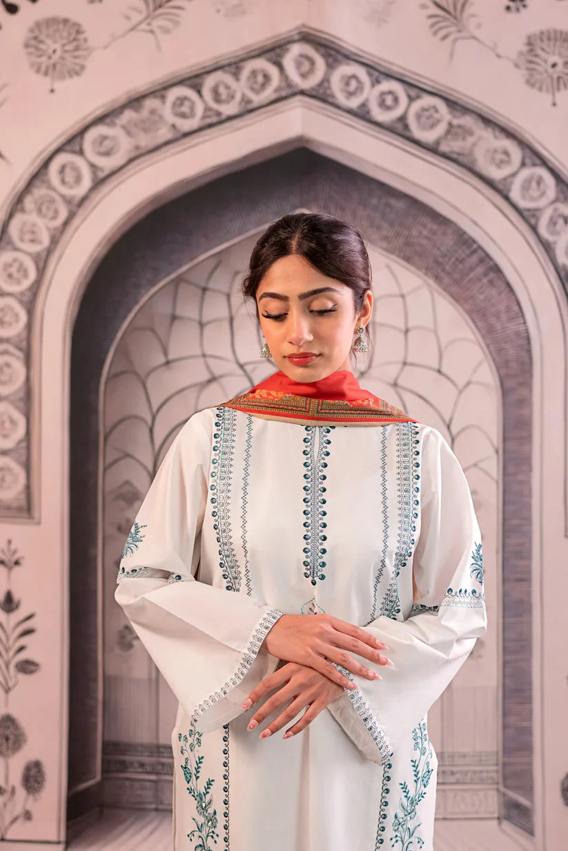 URGE - 3PC LAWN EMBROIDERED SHIRT WITH MONARK PRINTED DUPATTA AND EMB TROUSER -ADR-3758