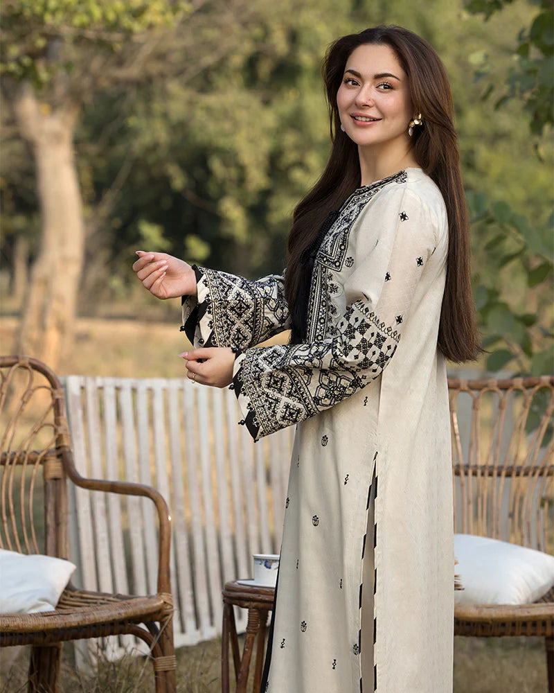 QALAMQAR-3PC LAWN EMBROIDERED SHIRT WITH CHIFFON EMBROIDERED DUPATTA AND TROUSER-ADR-3757