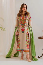 VINTAGE-3PC LAWN EMBROIDERED SHIRT WITH CHIFFON TYE&DYE DUPATTA & TROUSER-ADR-4636