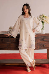 BATIK-2PIECE DHANAK EMBROIDERED SHIRT WITH DHANAK EMB SLEEVES-ADR-15024