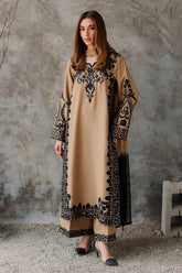 VINTAGE-3PC DHANAK EMBROIDERED SHIRT WITH CHIFFON TYE&DYE DUPATTA AND TROUSER-ADR-5287