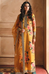 ZAINAB CHOTANI-3PC SHAMOZE SILK PRINTED EMBROIDERED SHIRT WITH SOFT SILK PRINTED EMB DUPATTA & EMB TROUSER-ADR-1726