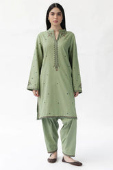 ZARA SHAH JAHAN-2PC DHANAK EMBROIDERED SHIRT WITH DHANAK EMBROIDRED SLEEVES-ADR-143