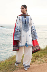 URGE-3PC LAWN EMBROIDERED SHIRT WITH CHIFFOON PRINTED DUPATTA AND EMB TROUSER-ADR-4511