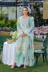ELAF-3PC LAWN CHIKANKAARI EMBROIDERED SHIRT WITH CHIFFON PRINTED DUPATTA AND TROUSER-ADR-4757