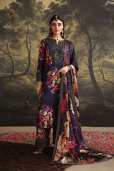 ZAINAB CHOTANI-3PC SHAMOZE SILK PRINTED EMBROIDERED SHIRT WITH SOFT SILK PRINTED EMB DUPATTA & EMB TROUSER-ADR-1725