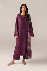 IZNIK-3PC LAWN CHIKANKARI EMB PRINTED SHIRT WITH SILK PRINTED DUPATTA AND PRINTED TROUSER-ADR-020