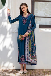 IZEL-3PC LAWN EMBROIDERED SHIRT WITH CHIFFON PRINTED DUPATTA AND TROUSER-ADR-4846