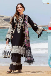 ELAF-3PC LAWN EMBROIDERED SHIRT WITH CHIFFON PRINTED DUPATTA AND EMB TROUSER-ADR-4697