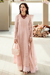 QALAMQAR-3PC LAWN CHIKAANKARI EMBROIDERED SHIRT WITH KHAADI NET EMBROIDERED DUPATTA AND TROUSER -ADR-4727