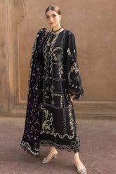 CRIMSON-3PC DHANAK EMBROIDERED SHIRT WITH WOOL PRINTED EMB SHAWL AND TROUSER-ADR-5148
