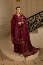 MEHMAL_ROYAL RUBY-RAW SILK HAND EMBELLISHED EMBROIDERED-ADR-100015
