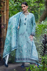 MUSHQ-3PC DHANAK EMBROIDERED SHIRT WITH WOOL PRINTED SHAWL AND TROUSER -ADR-5180