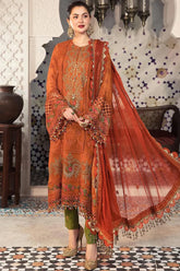 MARIA.B-3PC DHANAK EMBROIDERED SHIRT WITH CHIFFON EMBROIDERED DUPATTA & TROUSER-ADR-4077