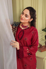 ADR-3PC KHADAR CUTWORK EMBROIDERED SHIRT WITH KASHMIRI JACQUARD WOOL SHAWL-ADR-1503