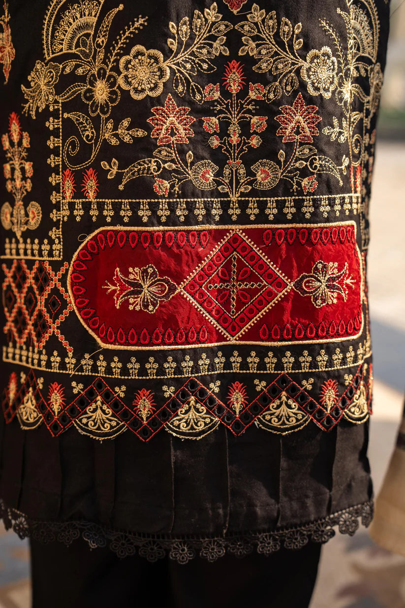 ADORE -3PC DHANAK EMBROIDERED SHIRT WITH HEAVY CUTWORK EMBROIDERED JACQUARD WOOL SHAWL -1521