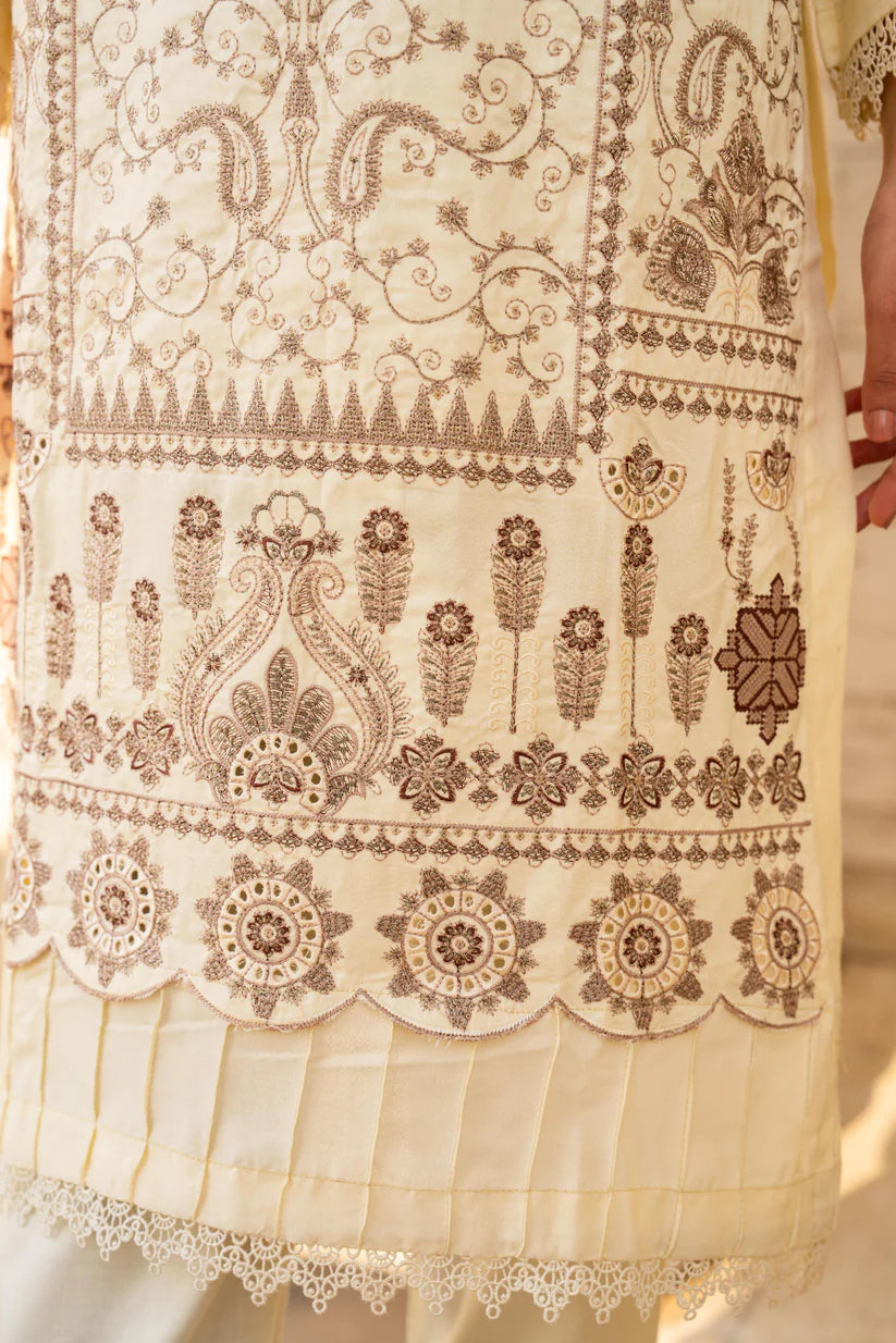 ADORE-3PC DHANAK EMBROIDERED SHIRT WITH DHANAK HEAVY CUTWORK EMBROIDERED SHAWL -1523