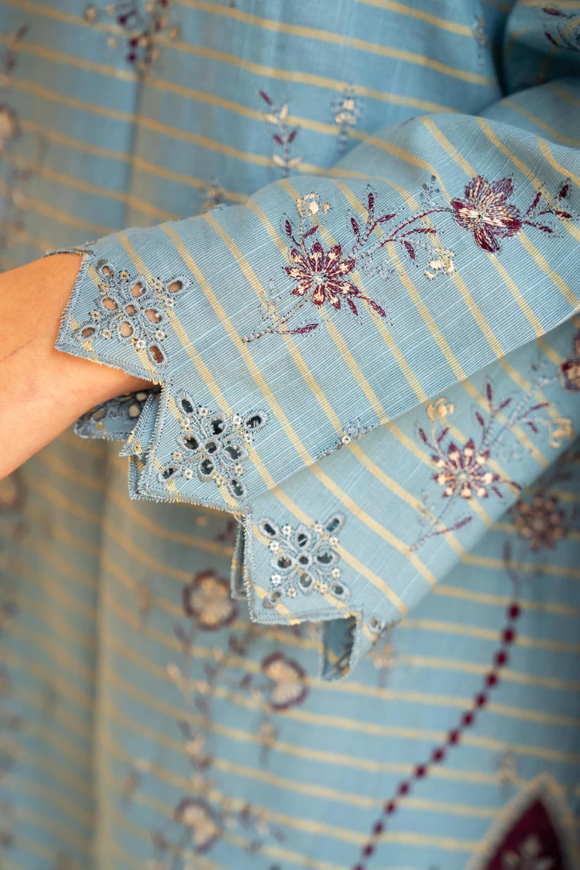 ADORE-3PC KHADDAR EMBROIDERED SHIRT WITH VELVET EMBROIDERED READY TO WEAR SHAWL-1522