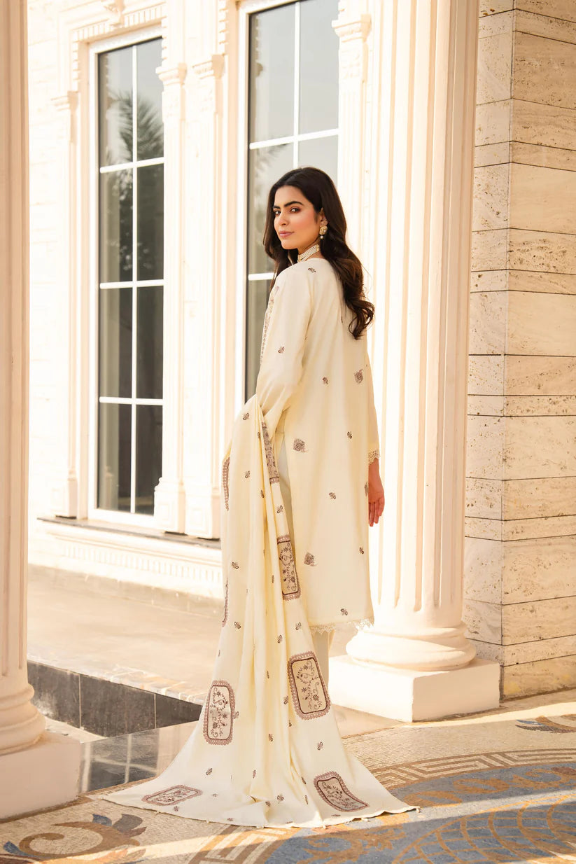 ADORE-3PC DHANAK EMBROIDERED SHIRT WITH DHANAK HEAVY CUTWORK EMBROIDERED SHAWL -1523