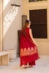 MIRAKHI-3PC LAWN CHIKENKARI EMBROIDERED SHIRT WITH LAWN JAQUARD PRINT DUPATTA -ADR-5400