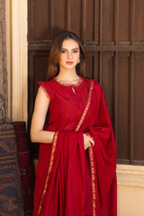 MIRAKHI-3PC LAWN CHIKENKARI EMBROIDERED SHIRT WITH LAWN JAQUARD PRINT DUPATTA -ADR-5400