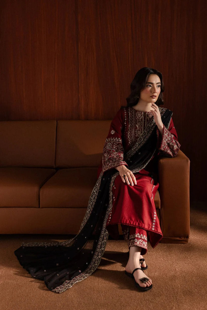 BATIK-3PC DHANAK EMBROIDERED SHIRT WITH CHIFFON EMBROIDERED DUPATTA AND EMB TROUSER-ADR-4041