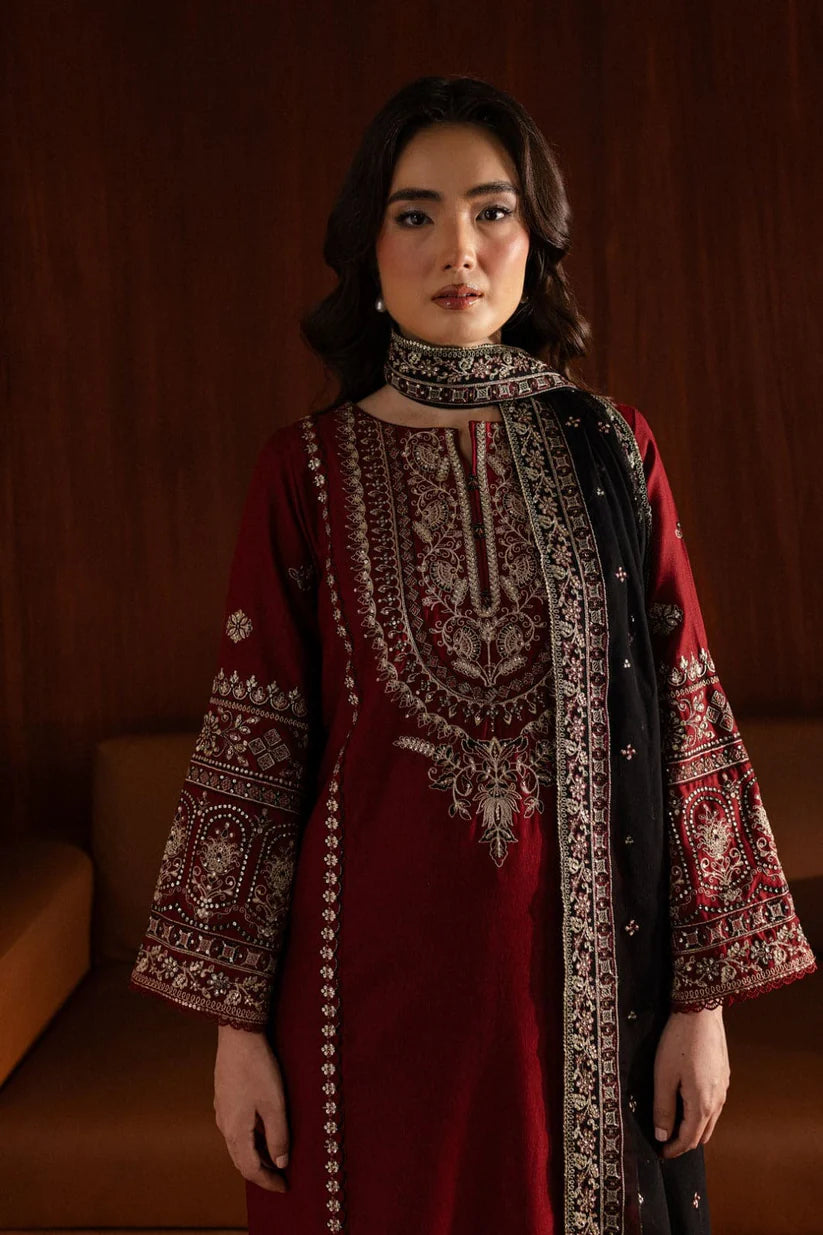 BATIK-3PC DHANAK EMBROIDERED SHIRT WITH CHIFFON EMBROIDERED DUPATTA AND EMB TROUSER-ADR-4041