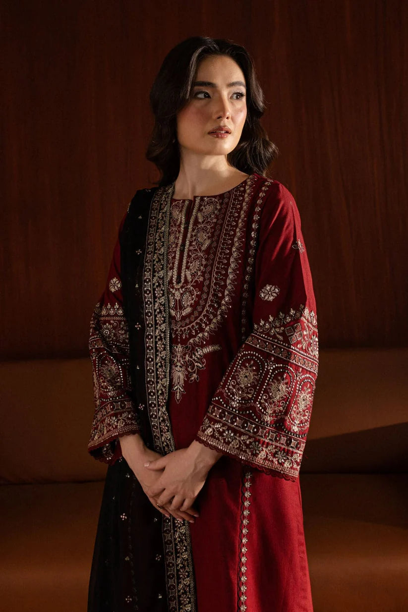 BATIK-3PC DHANAK EMBROIDERED SHIRT WITH CHIFFON EMBROIDERED DUPATTA AND EMB TROUSER-ADR-4041
