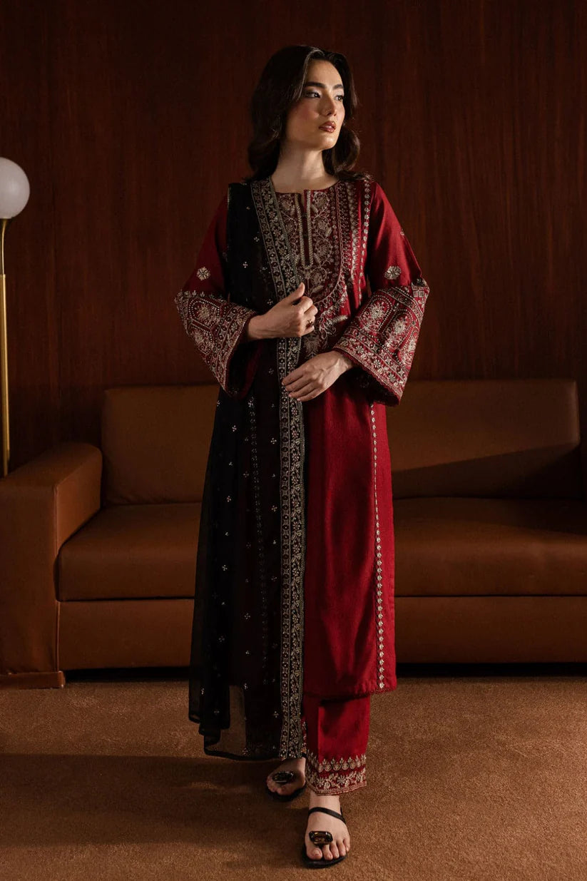BATIK-3PC DHANAK EMBROIDERED SHIRT WITH CHIFFON EMBROIDERED DUPATTA AND EMB TROUSER-ADR-4041