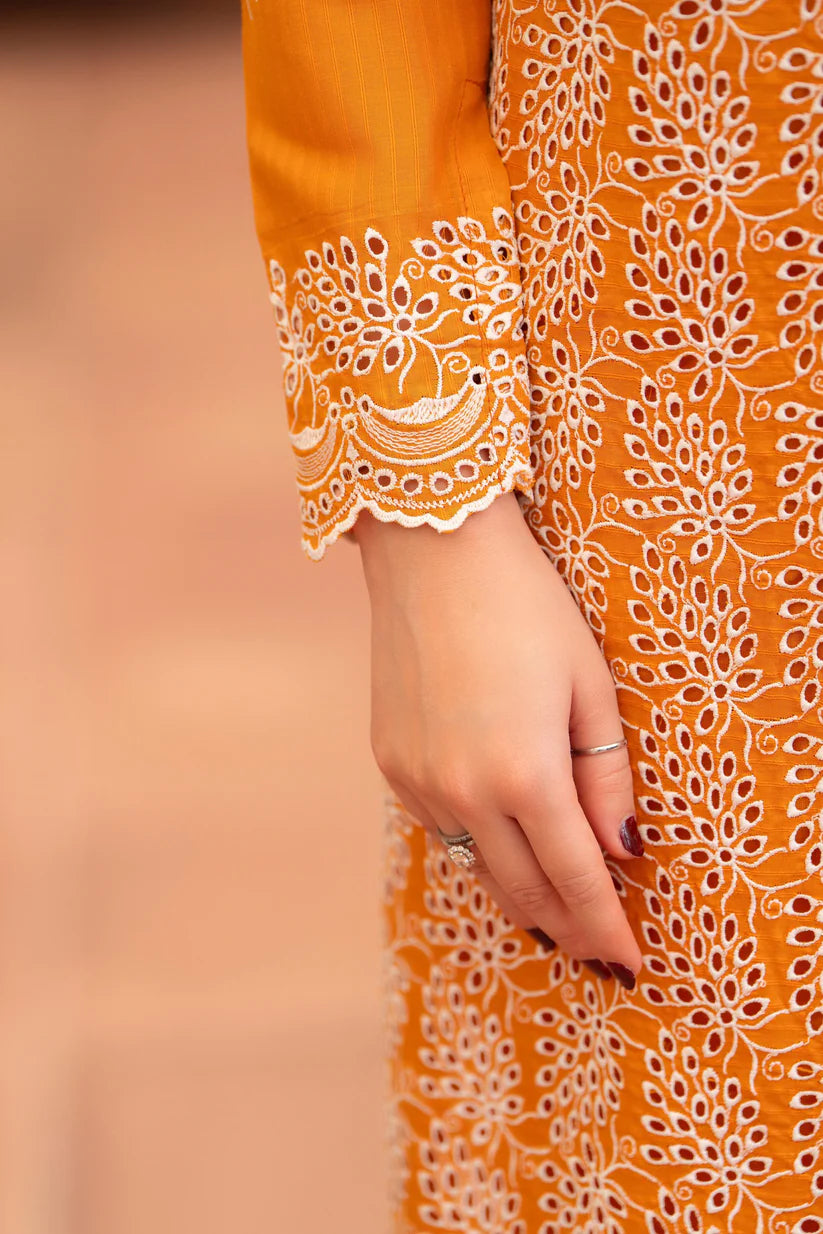 MIRAKHI - 3PC LAWN CHIKENKAARI EMBROIDERED SHIRT WITH LAWN TUBE SLUB DUPATTA AND TROUSER-ADR-