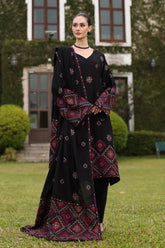 BAREEZE-3PC KARANDI EMBROIDERED SHIRT WITH KARANDI EMBROIDERED SHAWL AND TROUSER-ADR-4398