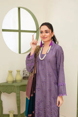 ADR-3PC KHADAR CUTWORK EMBROIDERED SHIRT WITH KASHMIRI JACQUARD WOOL SHAWL-ADR-1513